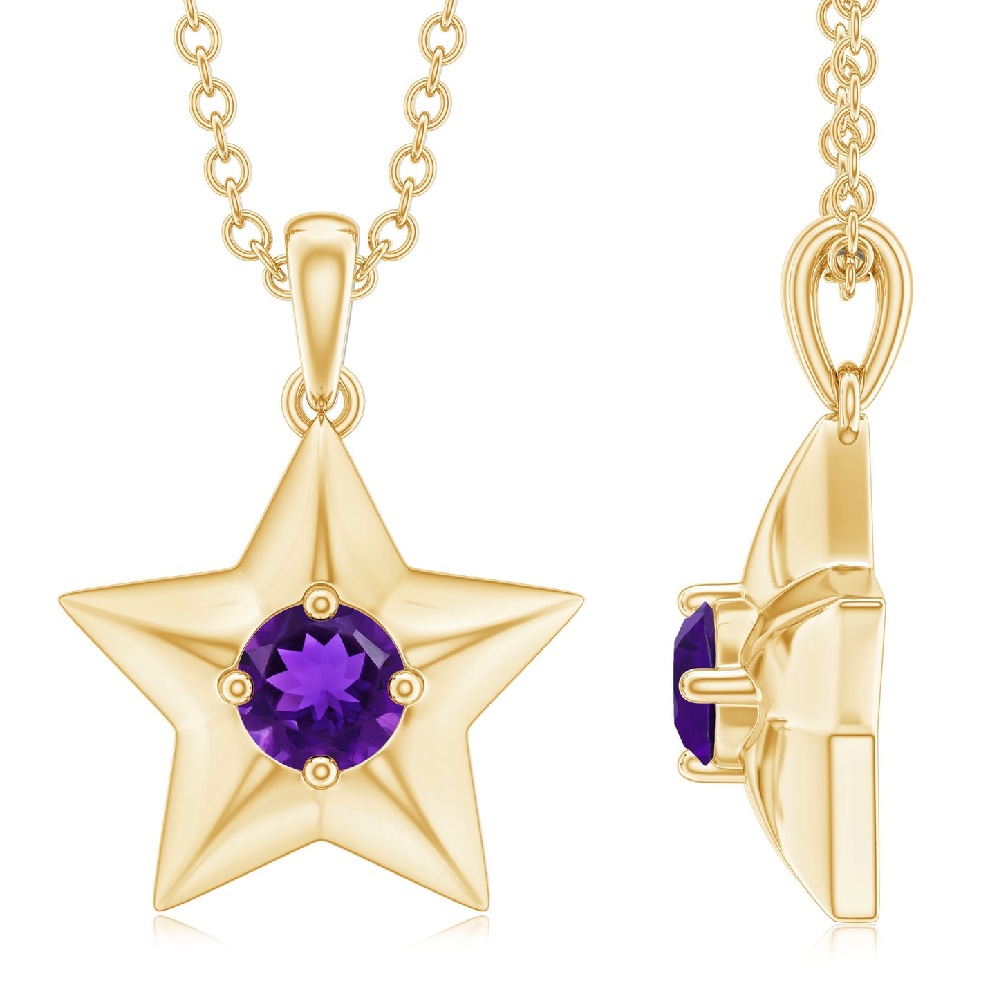 Natural Amethyst Star Of David Necklace with Chain