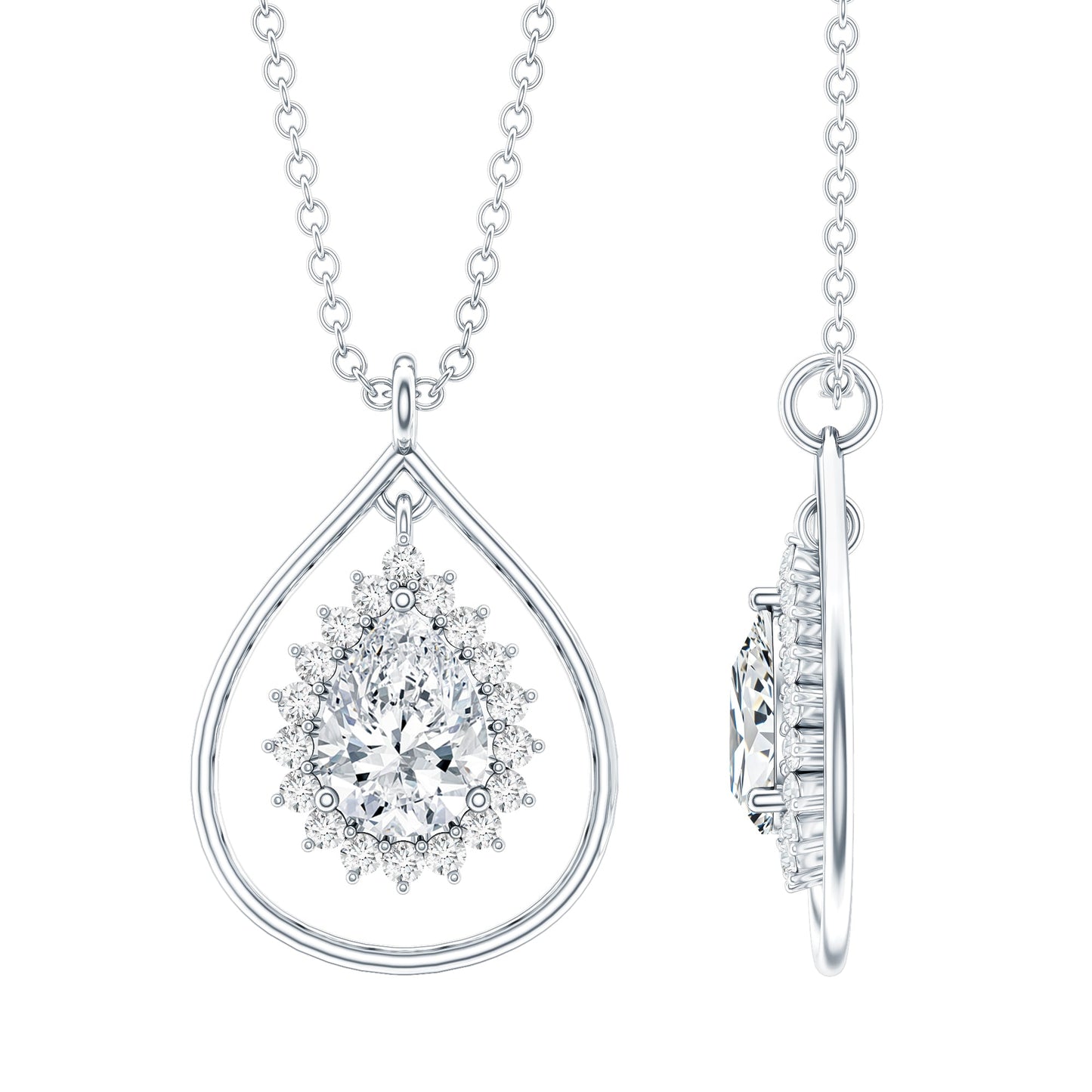 Certified 0.7 Carat Moissanite Teardrop Pendant Necklace