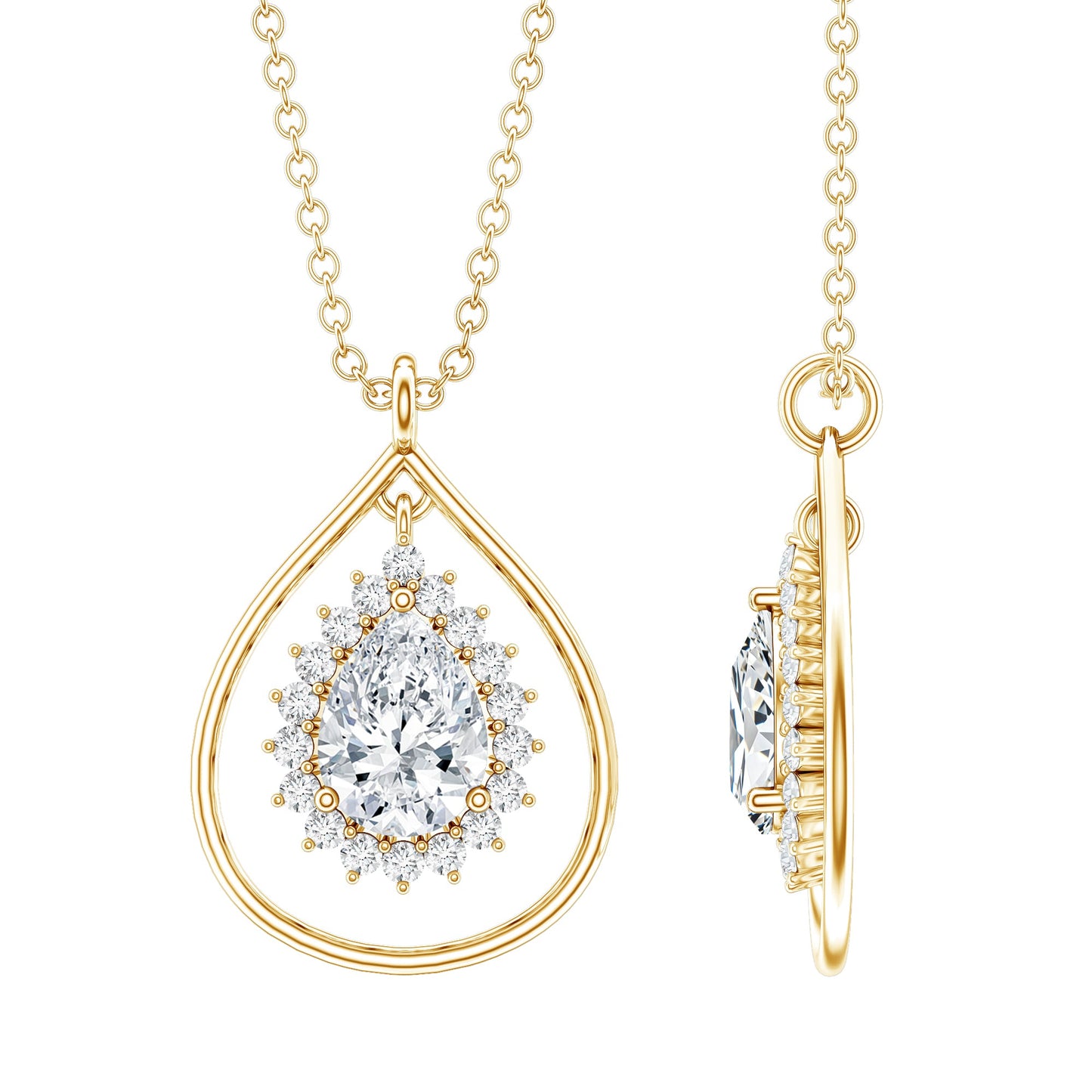 Certified 0.7 Carat Moissanite Teardrop Pendant Necklace