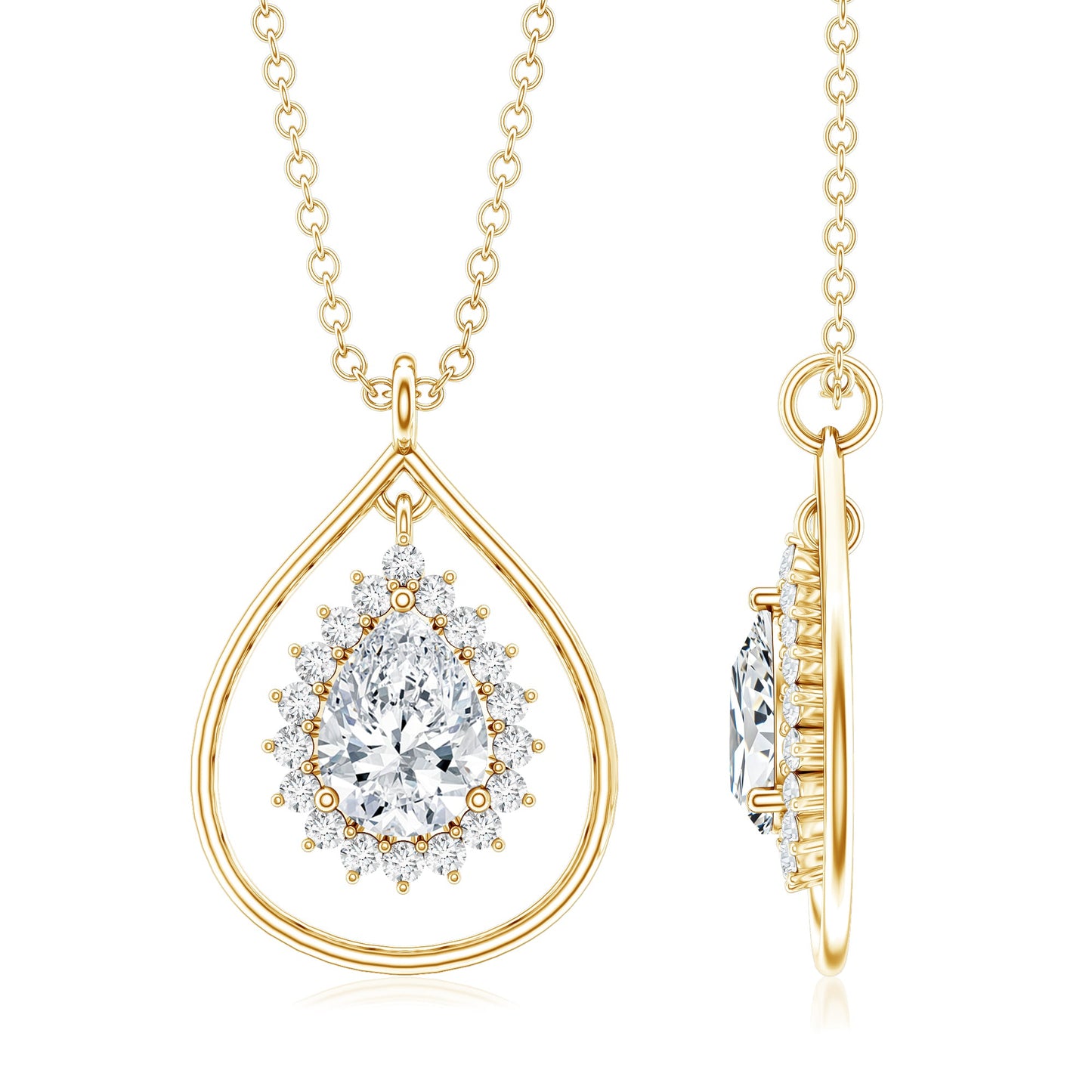 Certified 0.7 Carat Moissanite Teardrop Pendant Necklace