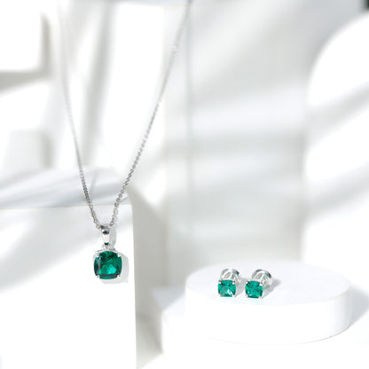 Certified Lab Grown Emerald Solitaire Jewelry Set