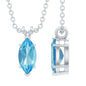 Real 0.7 Carat Marquise Swiss Blue Topaz Solitaire Pendant with Silver Chain