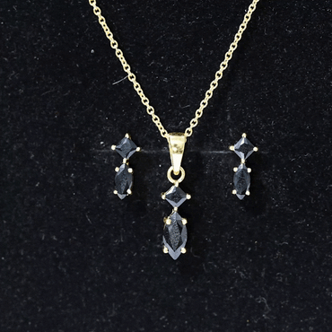 Princess and Marquise Shape Black Spinel Jewelry Set for Women