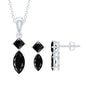 Princess and Marquise Shape Black Spinel Jewelry Set for Women