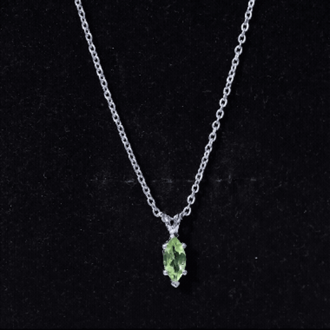 0.74 Carat Marquise Cut Peridot Birthstone Necklace with Silver Chain