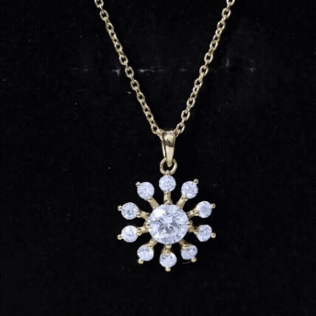 Certified Moissanite Snowflake Necklace in Yellow Gold Plated Silver
