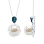 8 Carat Freshwater Pearl Designer Bridal Necklace with London Blue Topaz