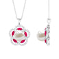 Freshwater Pearl Flower Pendant with Created Ruby and Moissanite