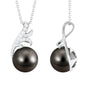 8 Carat Natural Tahitian Pearl Leaf Inspired Drop Pendant Necklace with Diamond