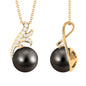 8 Carat Natural Tahitian Pearl Leaf Inspired Drop Pendant Necklace with Diamond