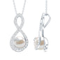 Designer Freshwater Pearl and Moissanite Infinity Necklace With Chain