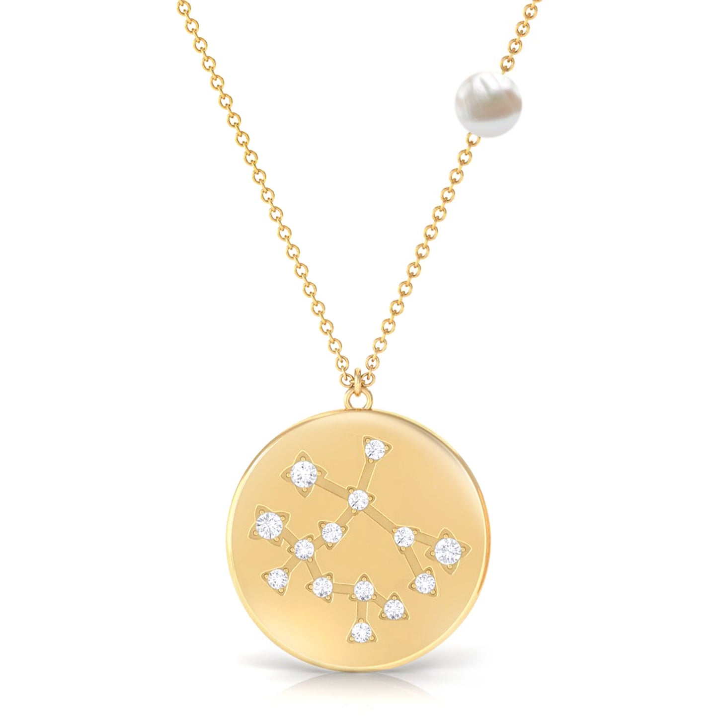 Freshwater Pearl and Diamond Zodiac Gemini Necklace