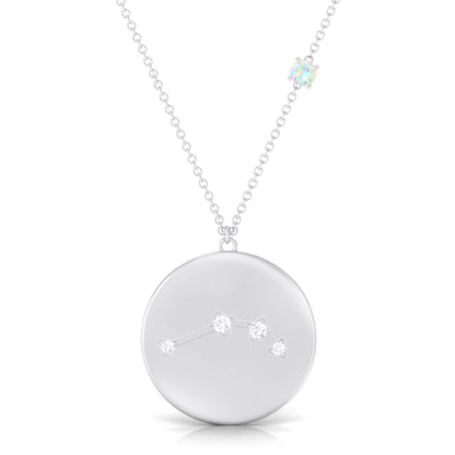 Natural Ethiopian Opal Diamond Zodiac Libra Constellation Necklace