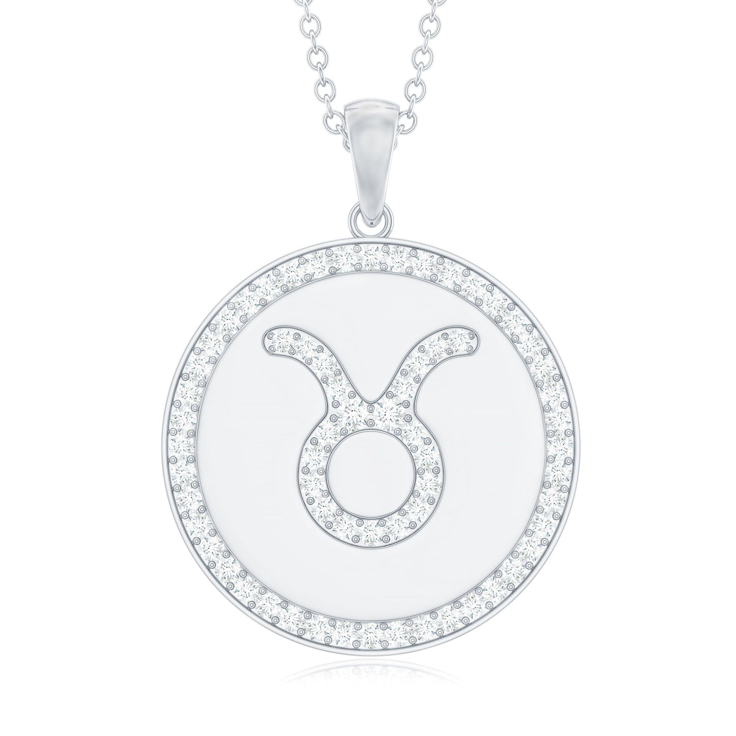 Certified Moissanite Taurus Zodiac Coin Necklace Pendant