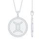 Gemini Zodiac Sign Pendant with Pave Set Moissanite