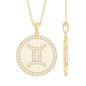 Gemini Zodiac Sign Pendant with Pave Set Moissanite
