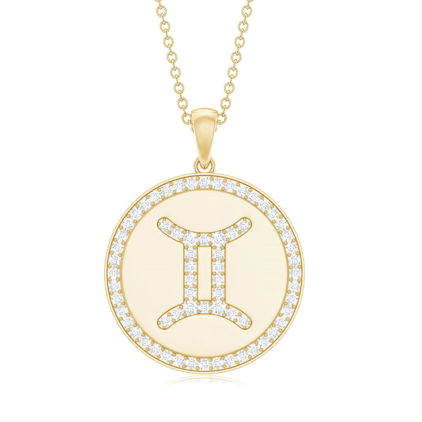 Gemini Zodiac Sign Pendant with Pave Set Moissanite