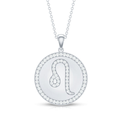 Certified Moissanite Zodiac Leo Pendant with Disc