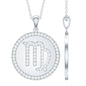 Virgo Zodiac Sign Disc Pendant with Pave Set Moissanite