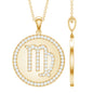 Virgo Zodiac Sign Disc Pendant with Pave Set Moissanite