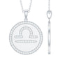 Certified Moissanite and Disc Libra Zodiac Pendant
