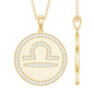 Certified Moissanite and Disc Libra Zodiac Pendant