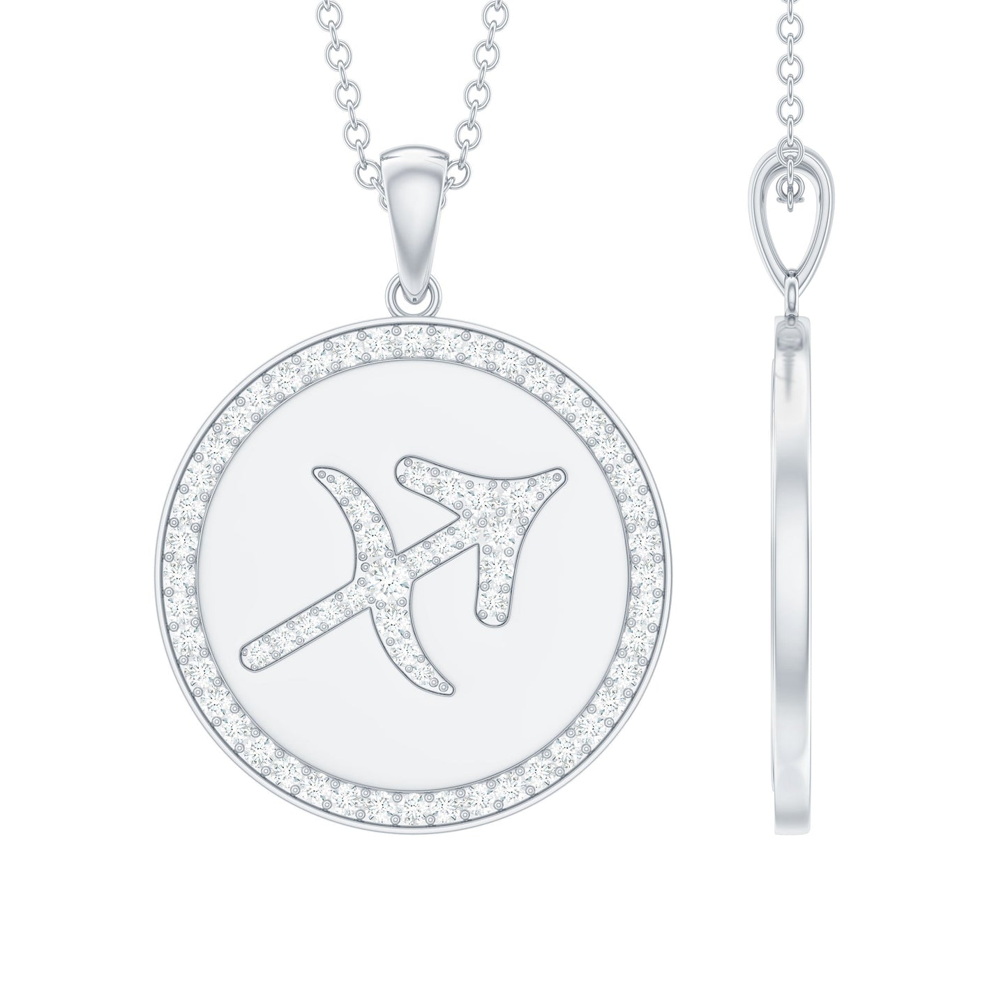 Moissanite and Disc Sagittarius Zodiac Sign Pendant