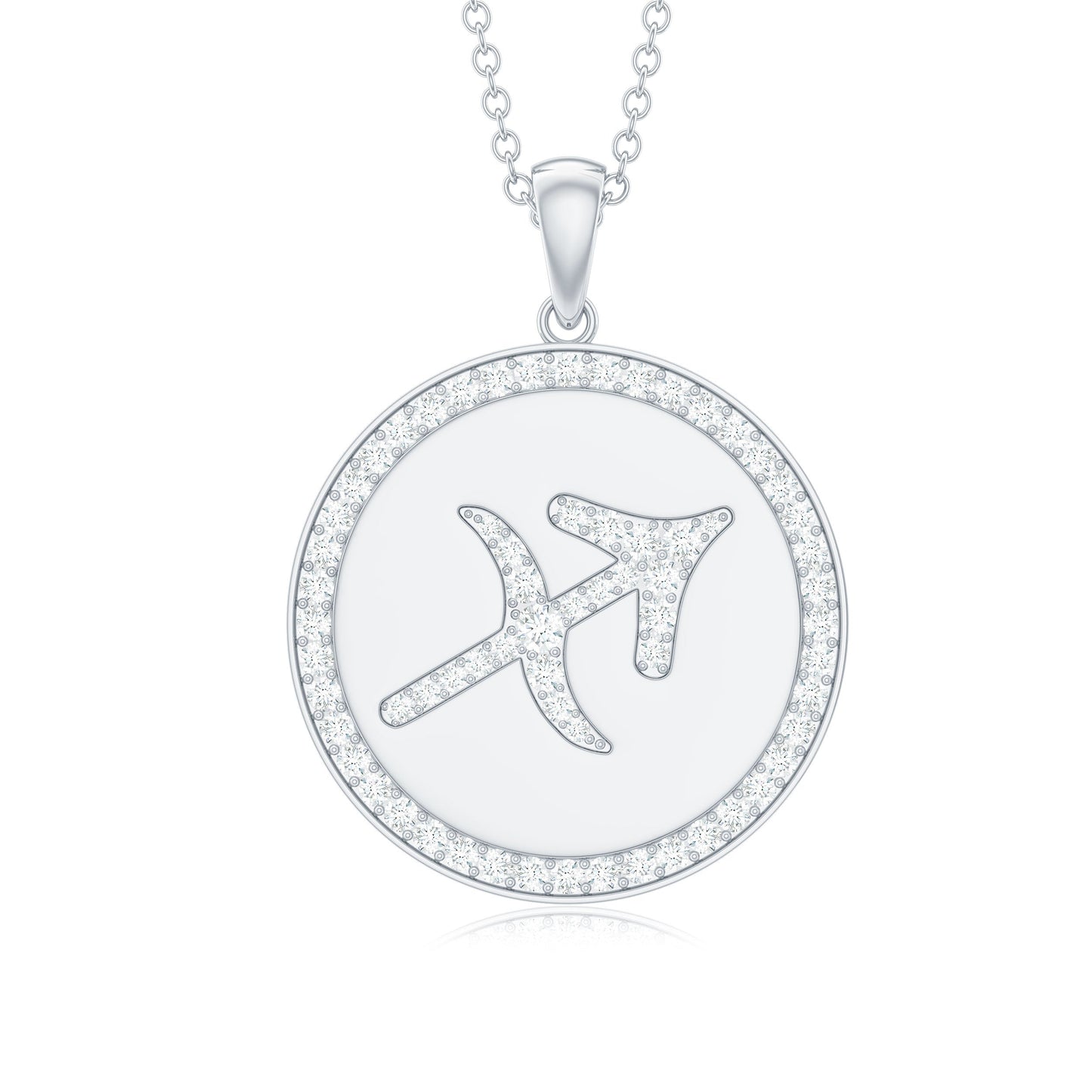 Moissanite and Disc Sagittarius Zodiac Sign Pendant
