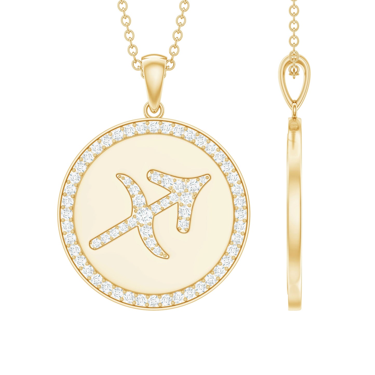 Moissanite and Disc Sagittarius Zodiac Sign Pendant