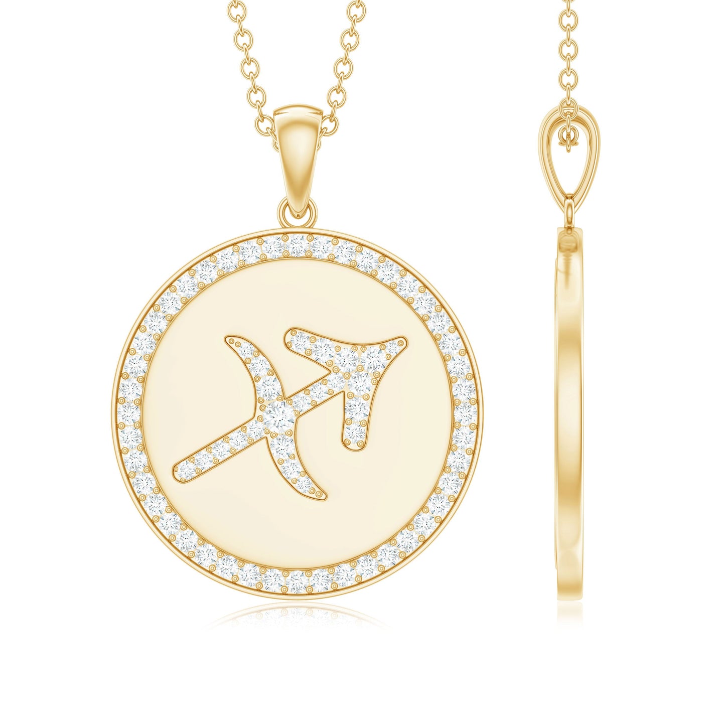 Moissanite and Disc Sagittarius Zodiac Sign Pendant