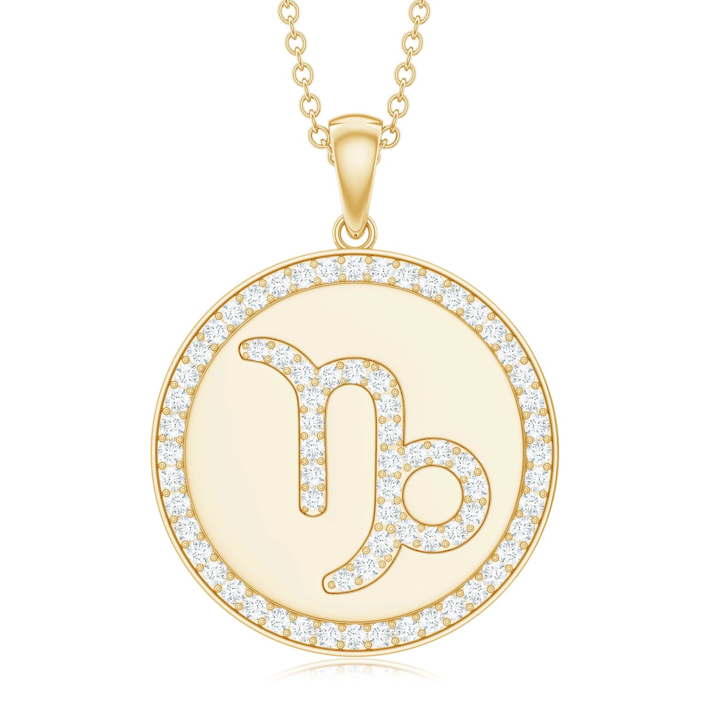 Certified Moissanite Disc Capricorn Zodiac Pendant