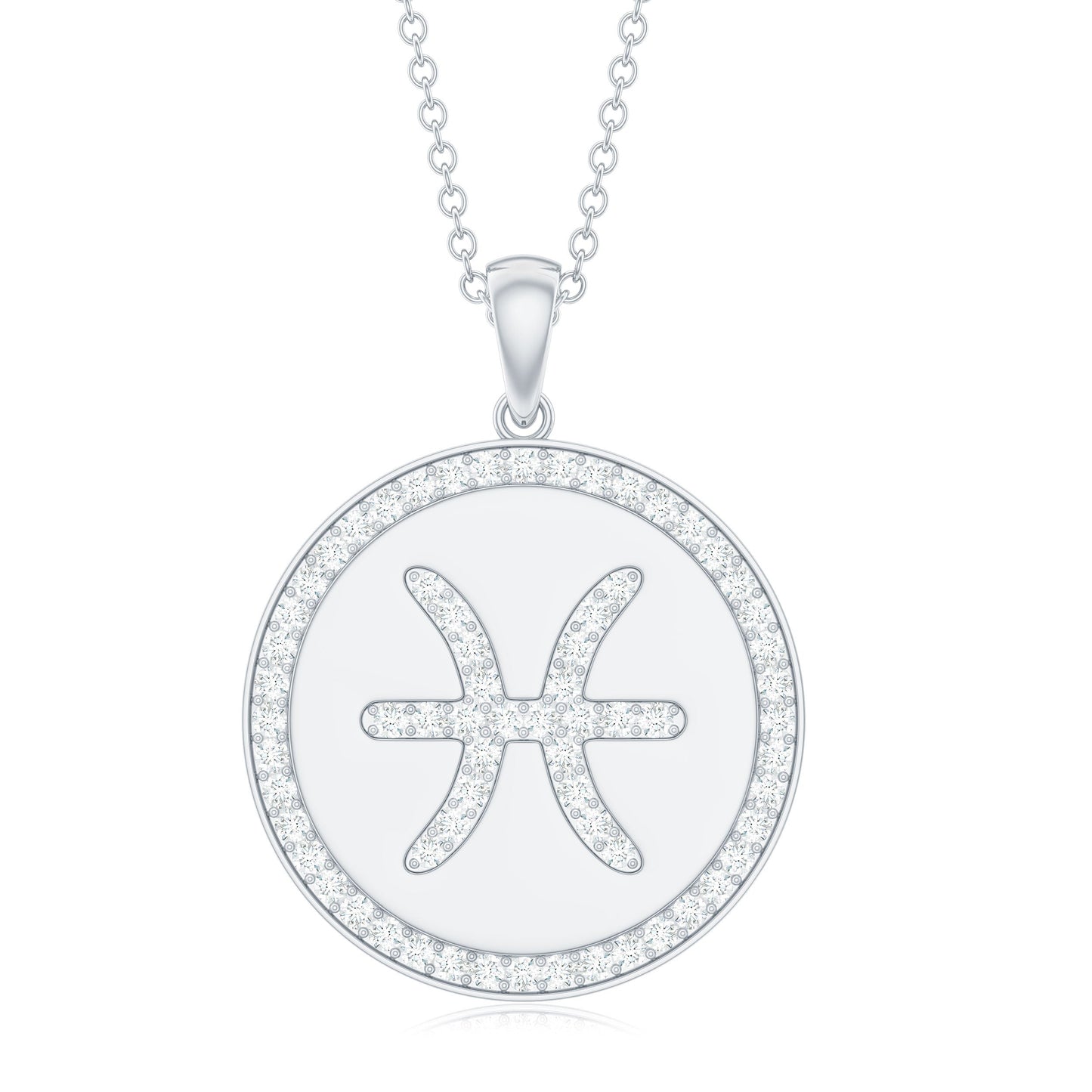 Certified Moissanite Pisces Zodiac Pendant with Disc