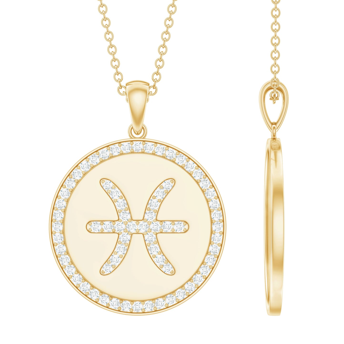 Certified Moissanite Pisces Zodiac Pendant with Disc