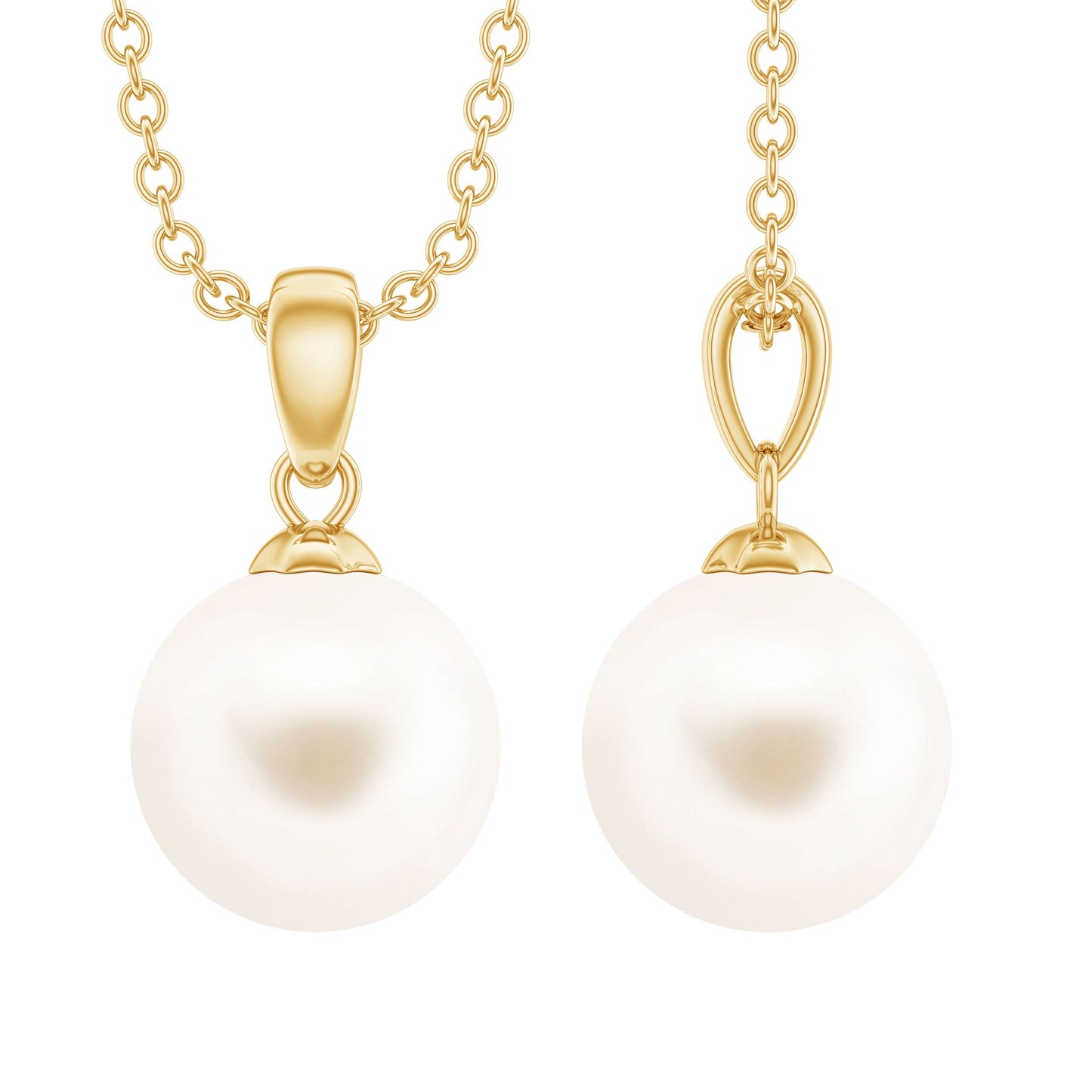 Natural 7.4 Carat Freshwater Pearl Solitaire Drop Necklace With Chain