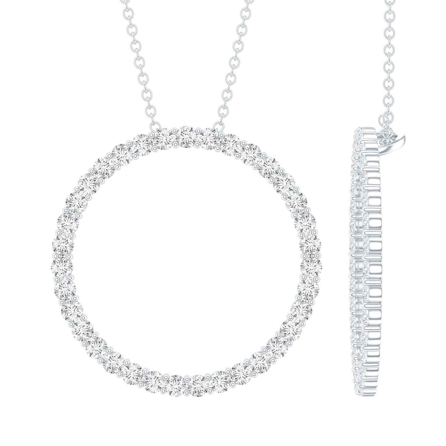 Certified Moissanite Eternity Circle Necklace with Chain