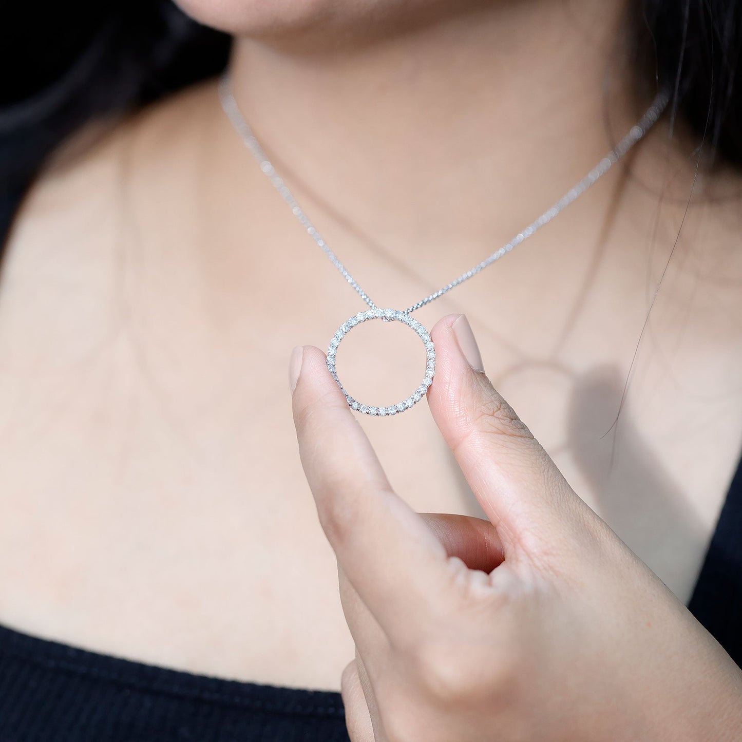 Certified Moissanite Eternity Necklace with Chain