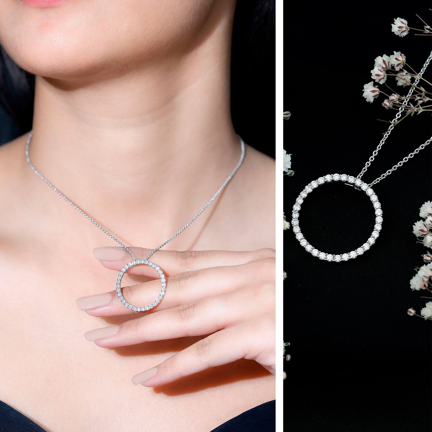 Certified Moissanite Eternity Necklace with Chain