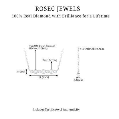 Bezel Set Natural Diamond Horizontal Bar Necklace