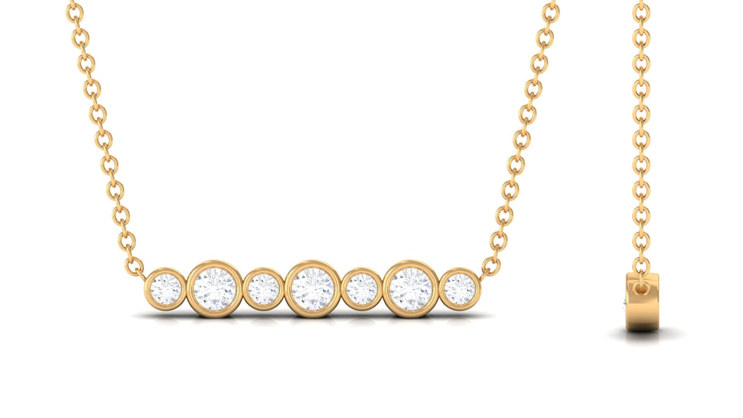 Bezel Set Natural Diamond Horizontal Bar Necklace