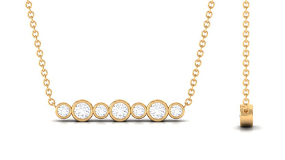 Bezel Set Natural Diamond Horizontal Bar Necklace