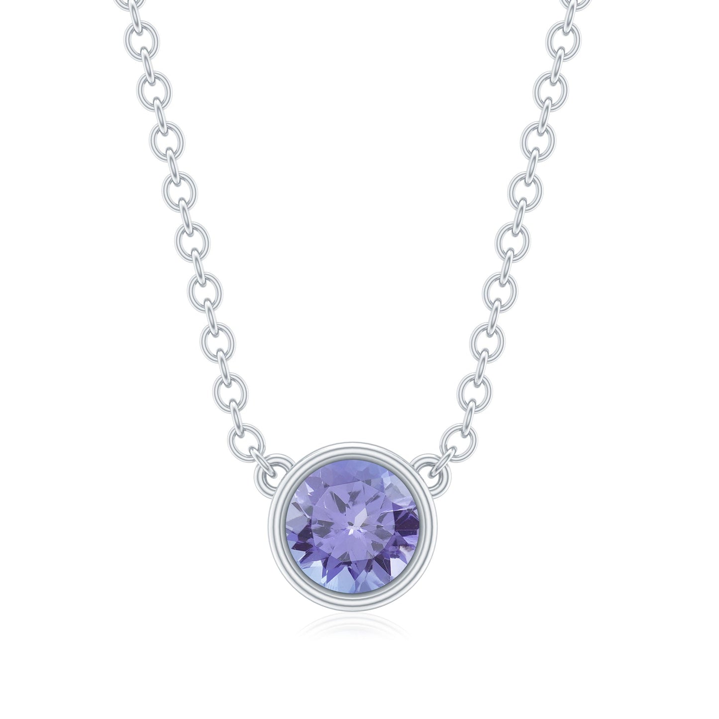 1/2 CT Tanzanite Solitaire Necklace in Bezel Setting