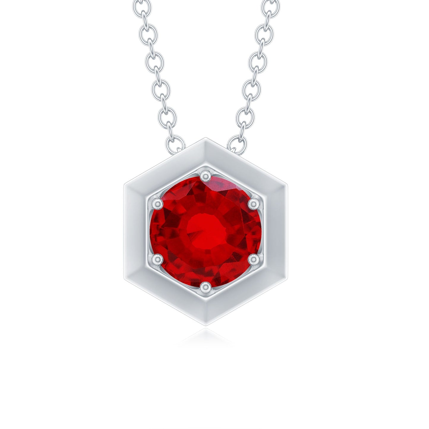 1.37 Carat Lab Created Ruby Solitaire Pendant Necklace