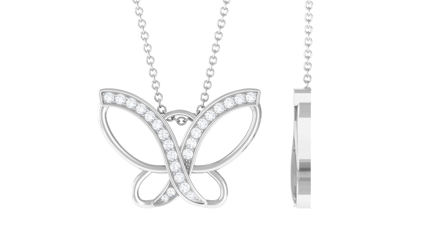 Diamond Butterfly Pendant Necklace For Women