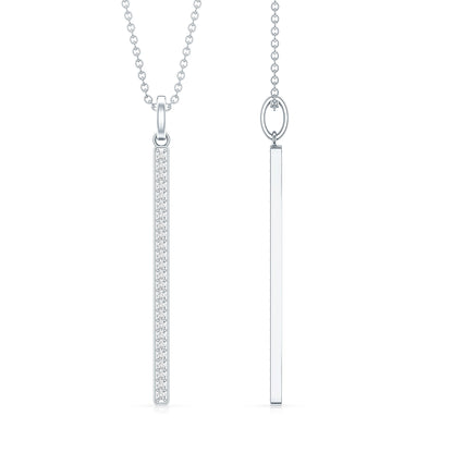 Round Cut Diamond Bar Necklace For Women