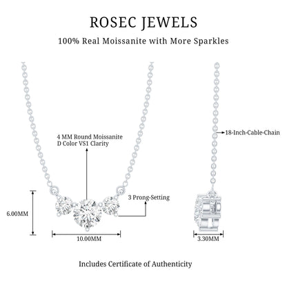 Certified Moissanite Three Stone Stackable Necklace