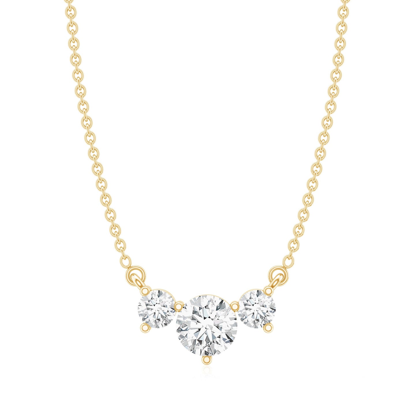 Certified Moissanite Three Stone Stackable Necklace