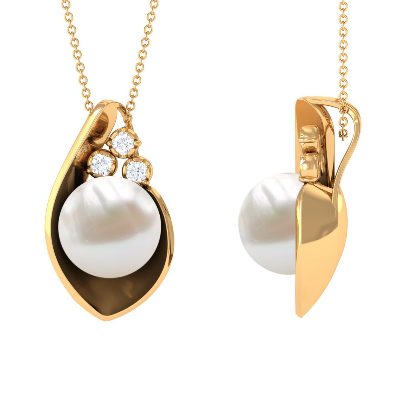 11 Carat Real Freshwater Pearl Pendant with Diamond