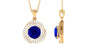 Lab Grown Blue Sapphire Pendant With Moissanite Swirl