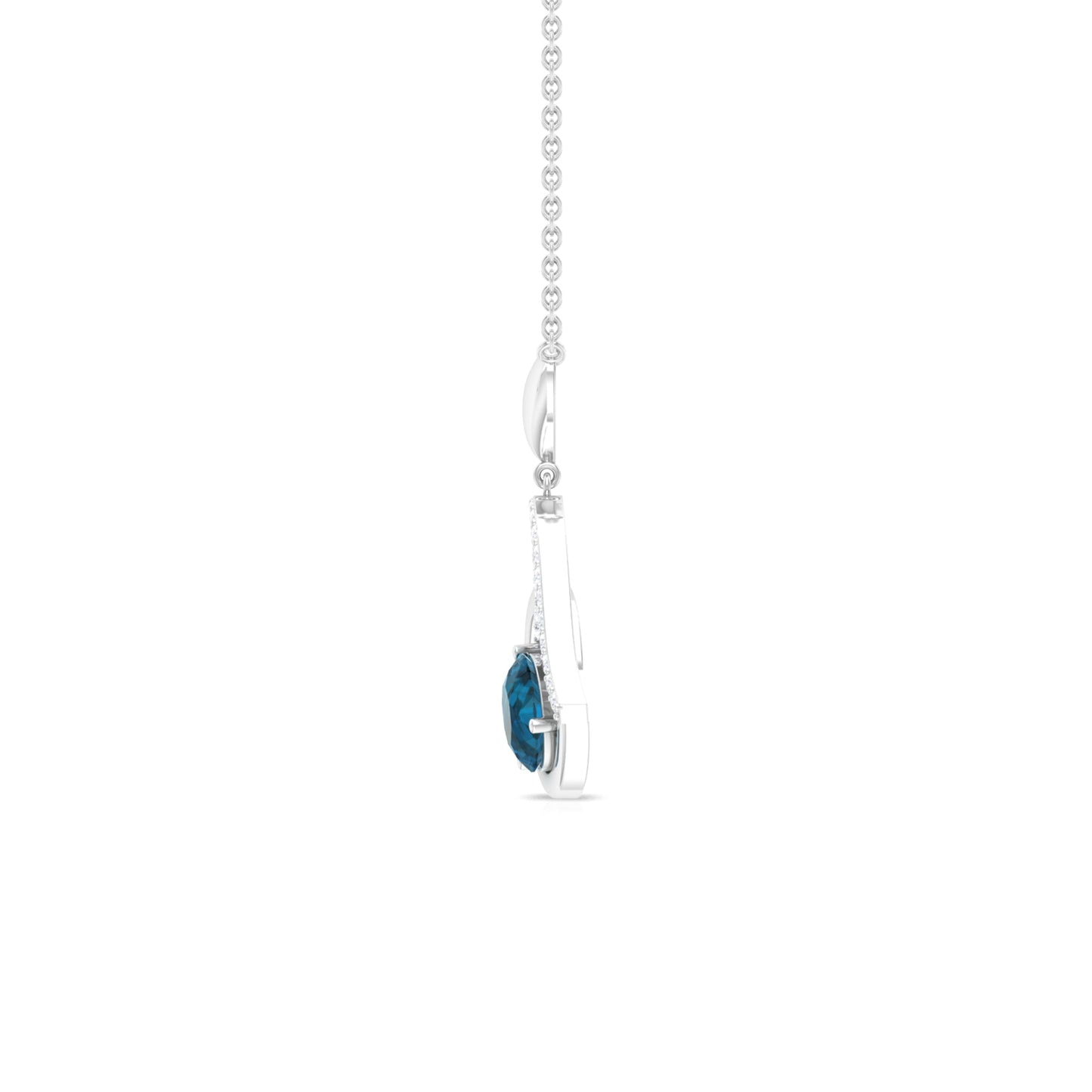 1.3 Carat London Blue Topaz and Diamond Heart Drop Pendant