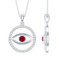 Real Ruby and Diamond Evil Eye Pendant Necklace